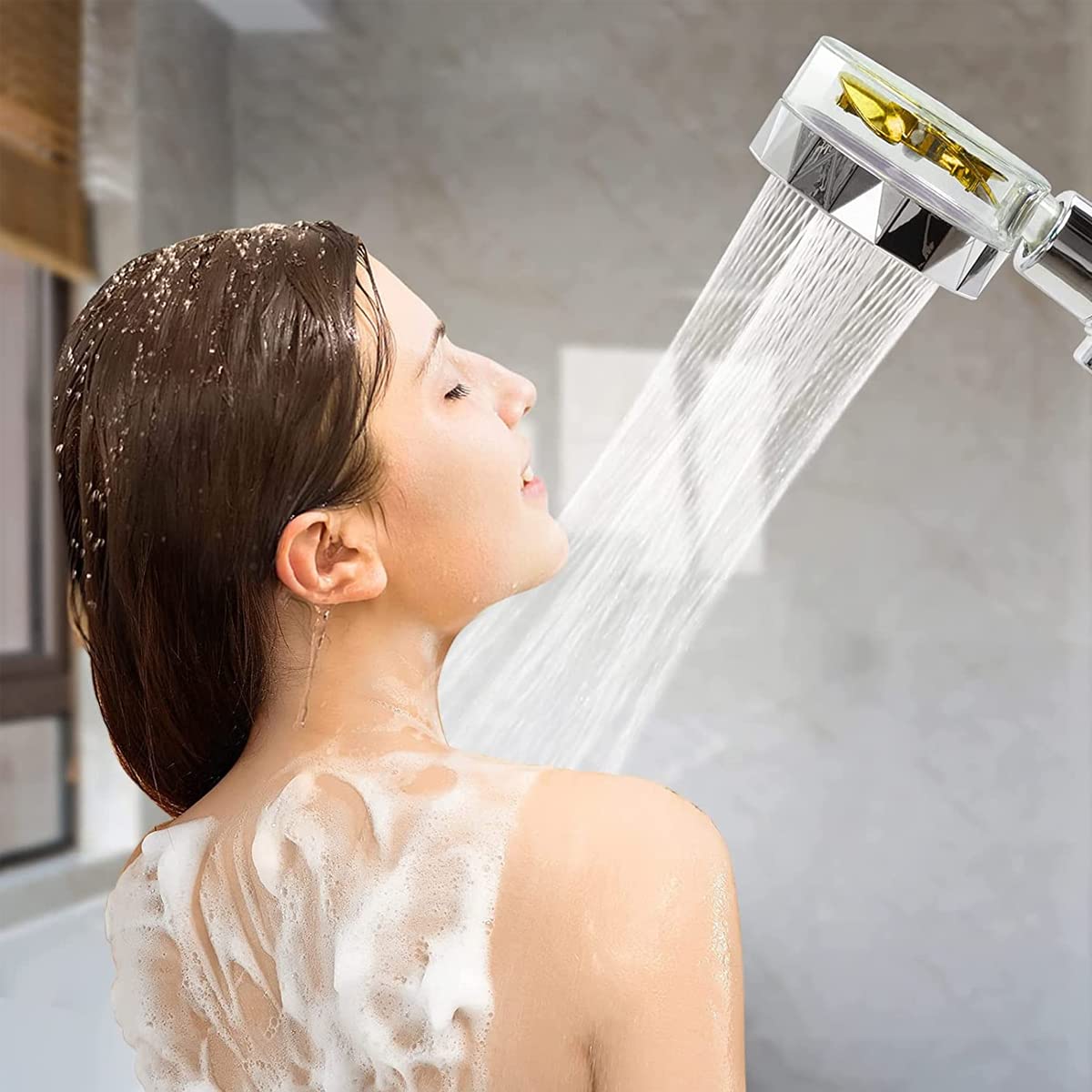 HASTHIP Hand Shower for Bathroom, High-Pressure Water Saving Shower with 2 Filter Cotton, Hand Shower, 360° Rotating Water Shower Head with Pause Switch Turbocharged (Gold) HASTHIP Hand Shower for Bathroom, High-Pressure Water Saving Shower with 2 Filter Cotton, Hand Shower, 360° Rotating Water Shower Head with Pause Switch Turbocharged (Gold)
